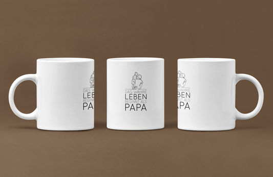 Das wahre Leben beginnt als Papa  -  Tasse  -  Variante 2  -  Panoramadruck